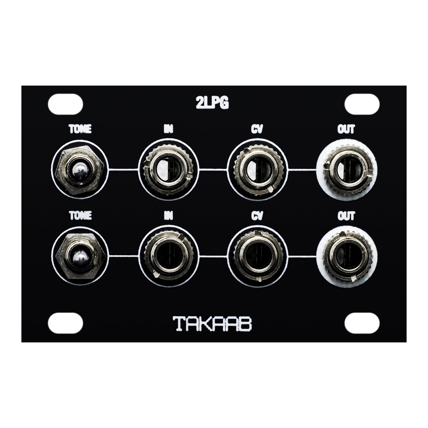 Takaab 2LPG-1U - Dual Passive Low Pass Gate for modular synthesizers. Large front panel view