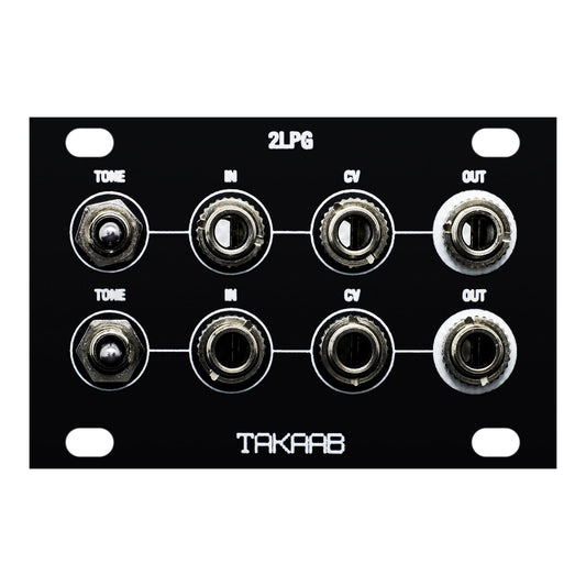 Takaab 2LPG-1U - Dual Passive Low Pass Gate for modular synthesizers. Large front panel view