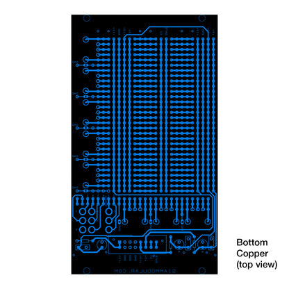 Eurorack Prototyping Board for modular synthesizer design. Bottom Copper Layer