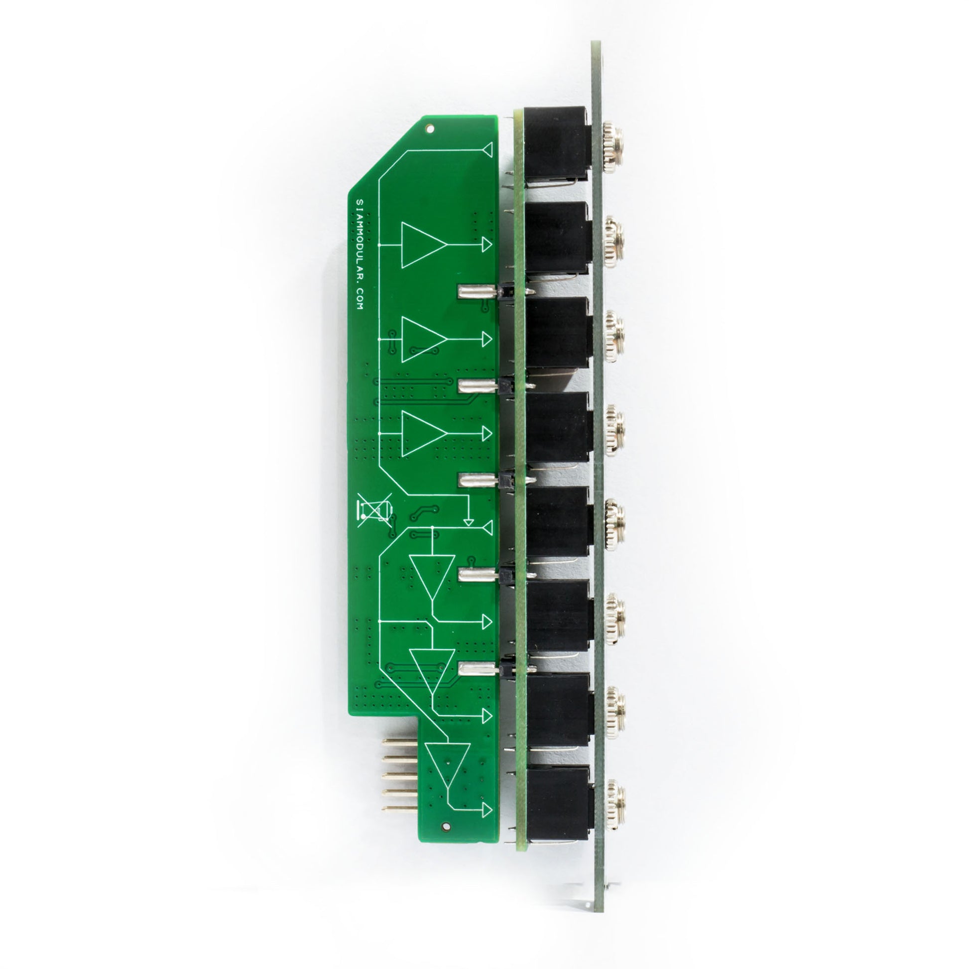 Takaab 2MLT - Dual Buffered Multiple Eurorack Synthesizer Module. Back PCB Signal Flow View