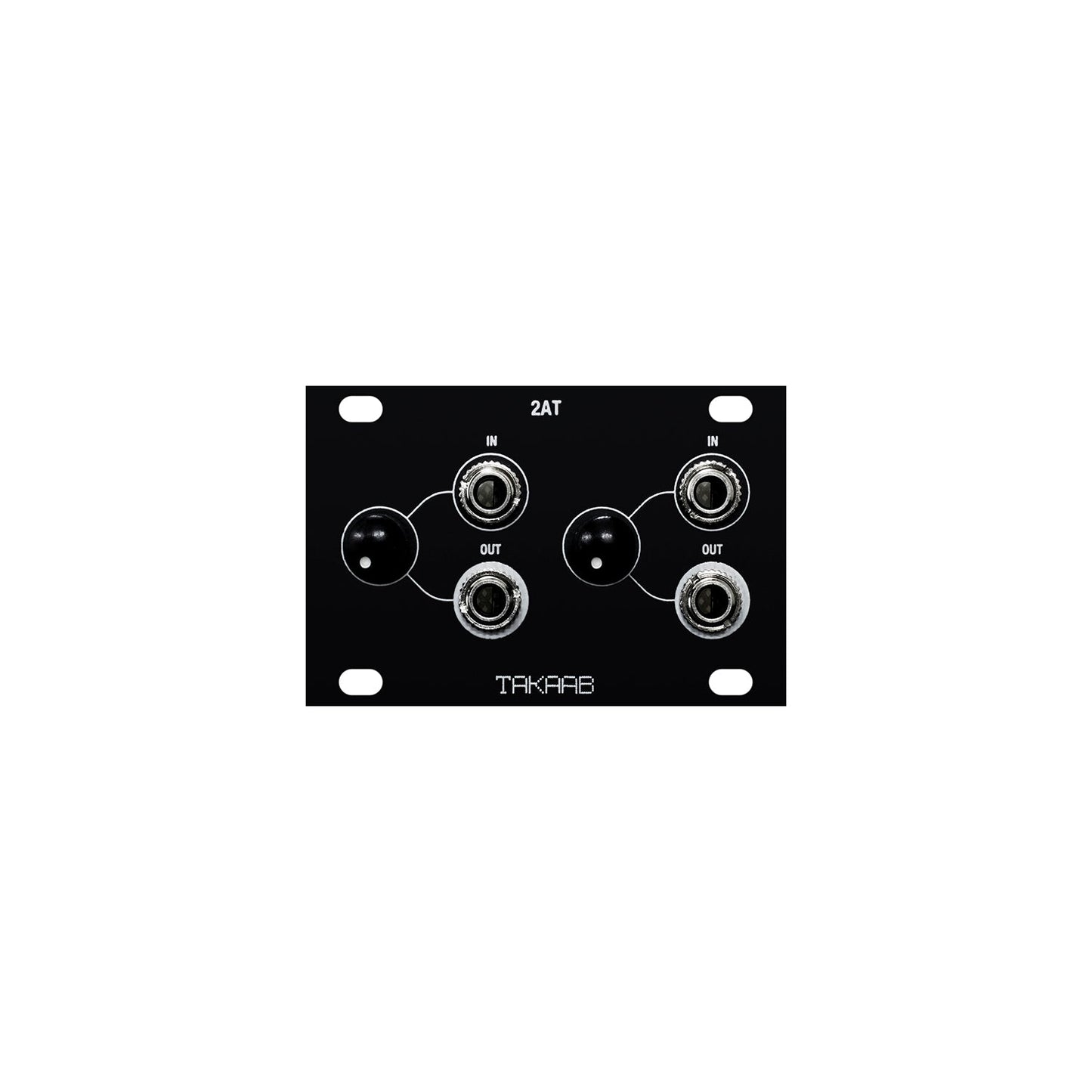 Takaab 2AT-1U - Dual Passive Attenuator for Eurorack Modular Synthesizers. Front panel view