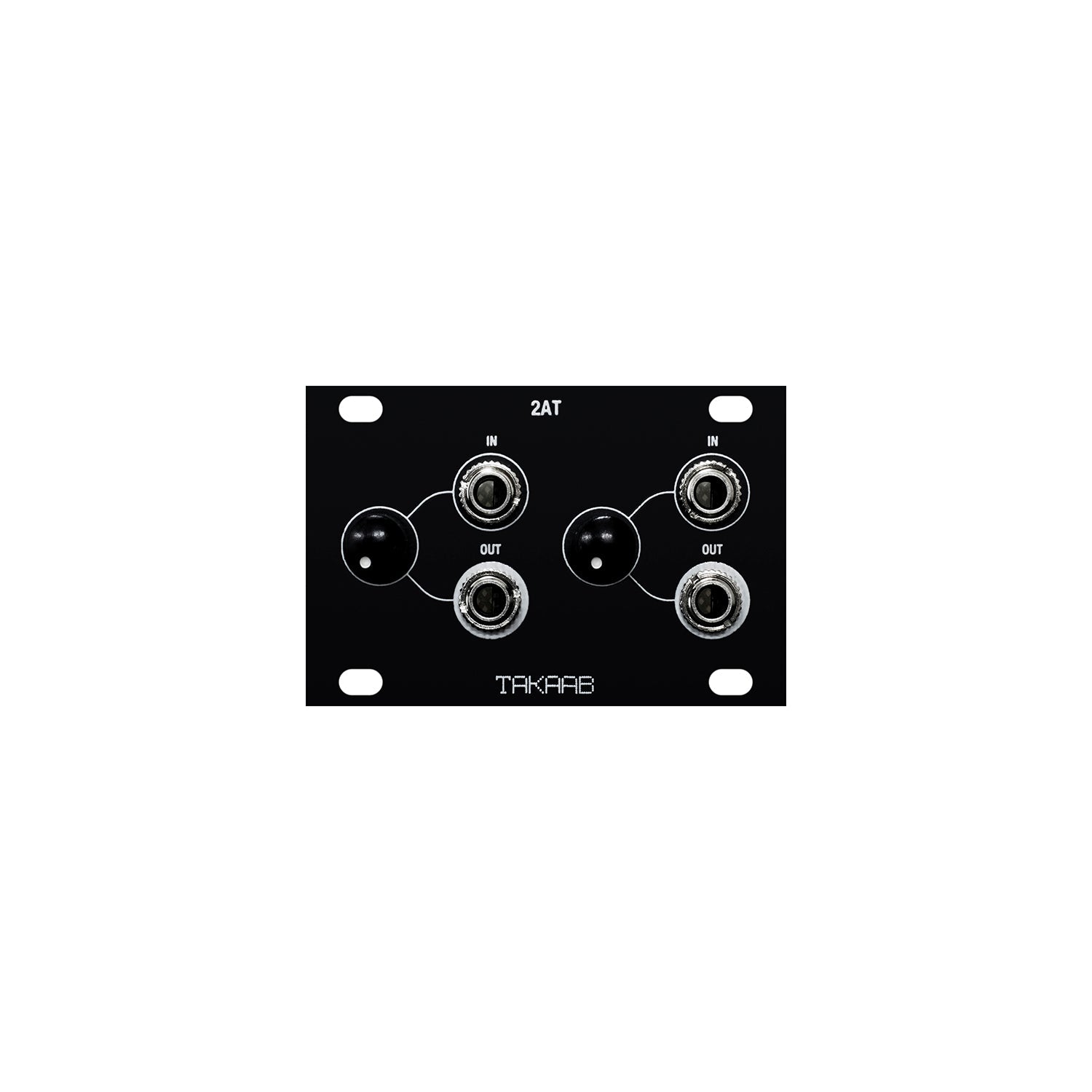 Takaab 2AT-1U - Dual Passive Attenuator for Eurorack Modular Synthesizers. Front panel view