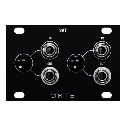 Takaab 2AT-1U - Dual Passive Attenuator for Eurorack Modular Synthesizers. Large Front Panel View.